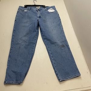LL Bean Natural Fit Plaid Lined Outdoor Men's Denim Blue Jeans 42x30L Straight